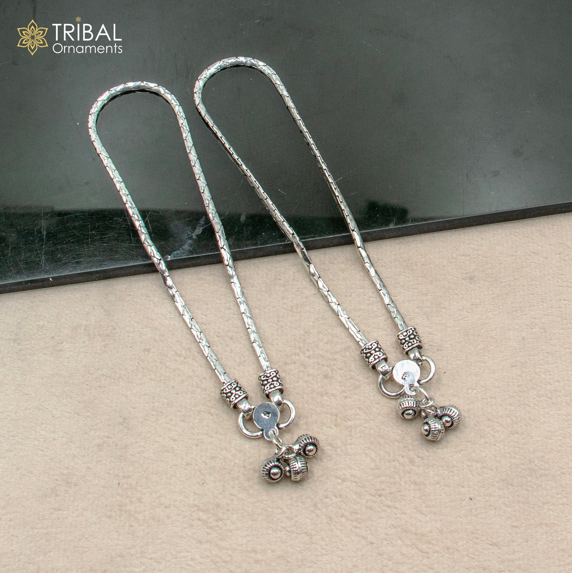 10.5" 925 sterling silver handmade stylish chain anklets foot bracelet ,ankle bracelet belly dance jewelry ank714 - TRIBAL ORNAMENTS