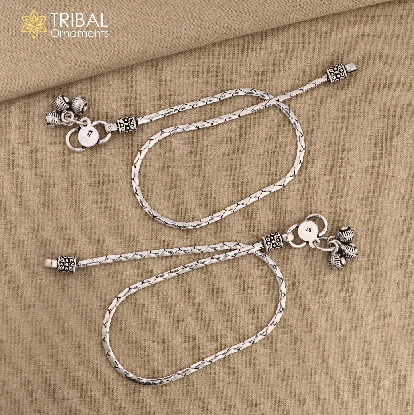 10.5" 925 sterling silver handmade stylish chain anklets foot bracelet ,ankle bracelet belly dance jewelry ank714 - TRIBAL ORNAMENTS