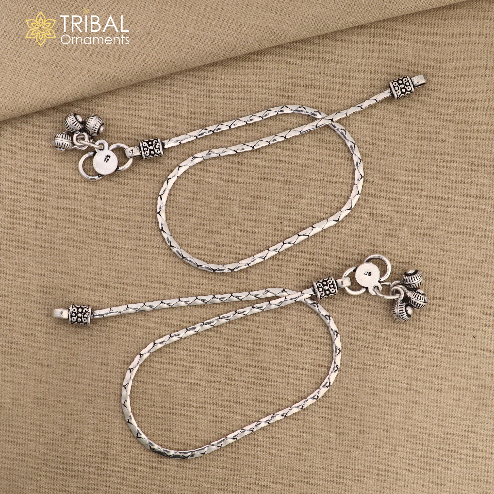 10.5" 925 sterling silver handmade stylish chain anklets foot bracelet ,ankle bracelet belly dance jewelry ank714 - TRIBAL ORNAMENTS