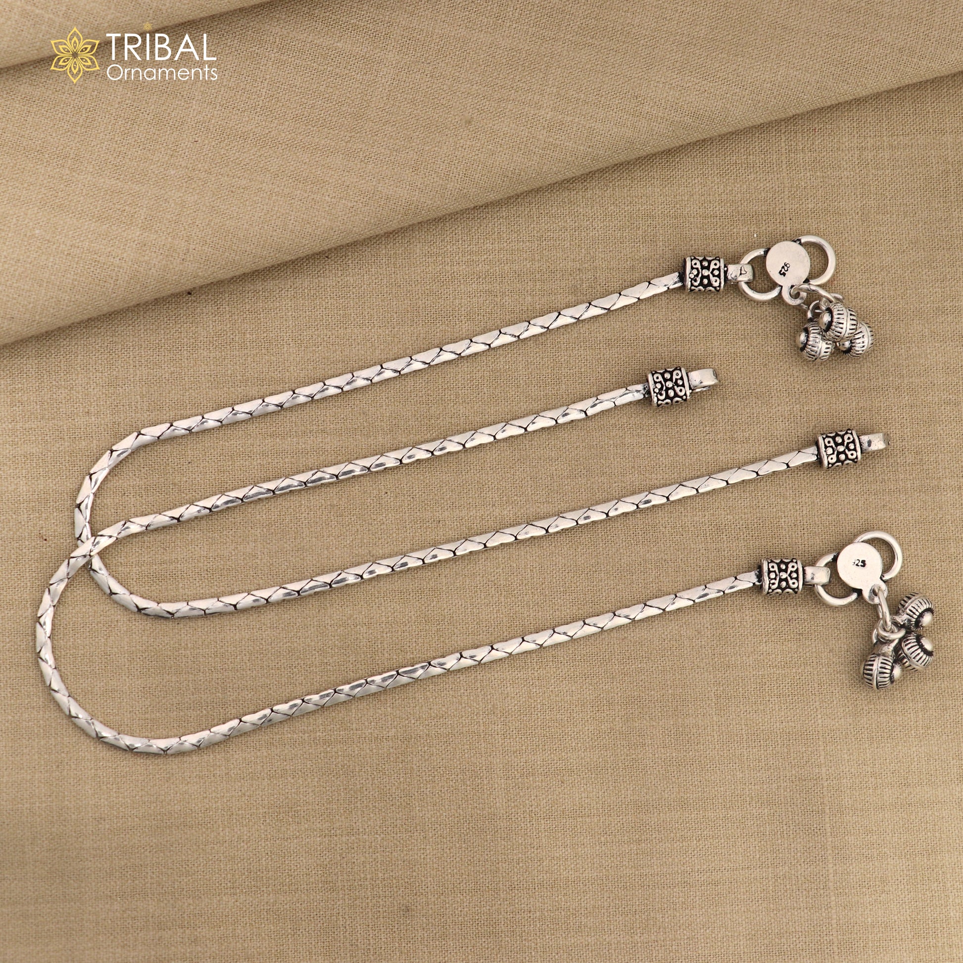 10.5" 925 sterling silver handmade stylish chain anklets foot bracelet ,ankle bracelet belly dance jewelry ank714 - TRIBAL ORNAMENTS
