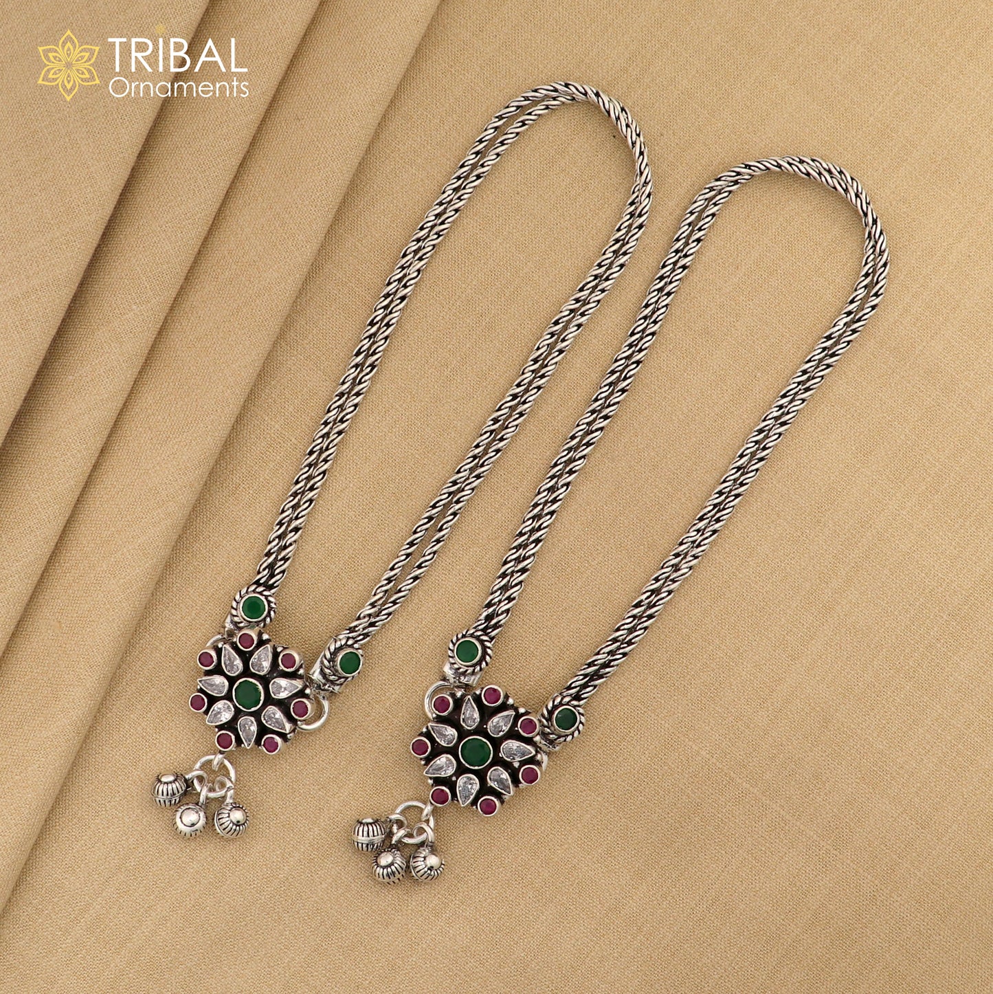 10.5 " 925 sterling silver multi color stone anklets foot bracelet,ankle bracelet jewelry ank679 - TRIBAL ORNAMENTS