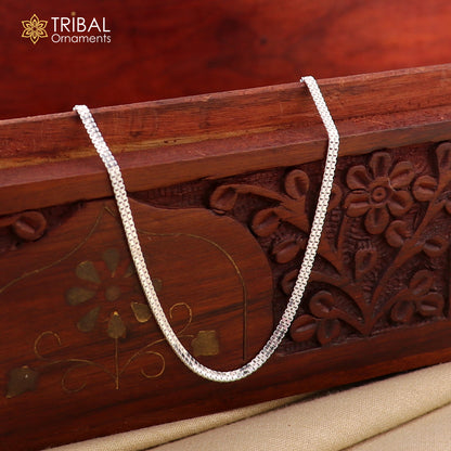 Sterling silver 10.5-inch stylish chain anklet foot bracelet with intricate design, perfect for belly dance jewelry.