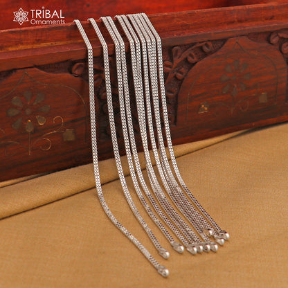 Sterling silver 10.5-inch stylish chain anklet with intricate design, perfect for belly dance jewelry and ankle decoration.
