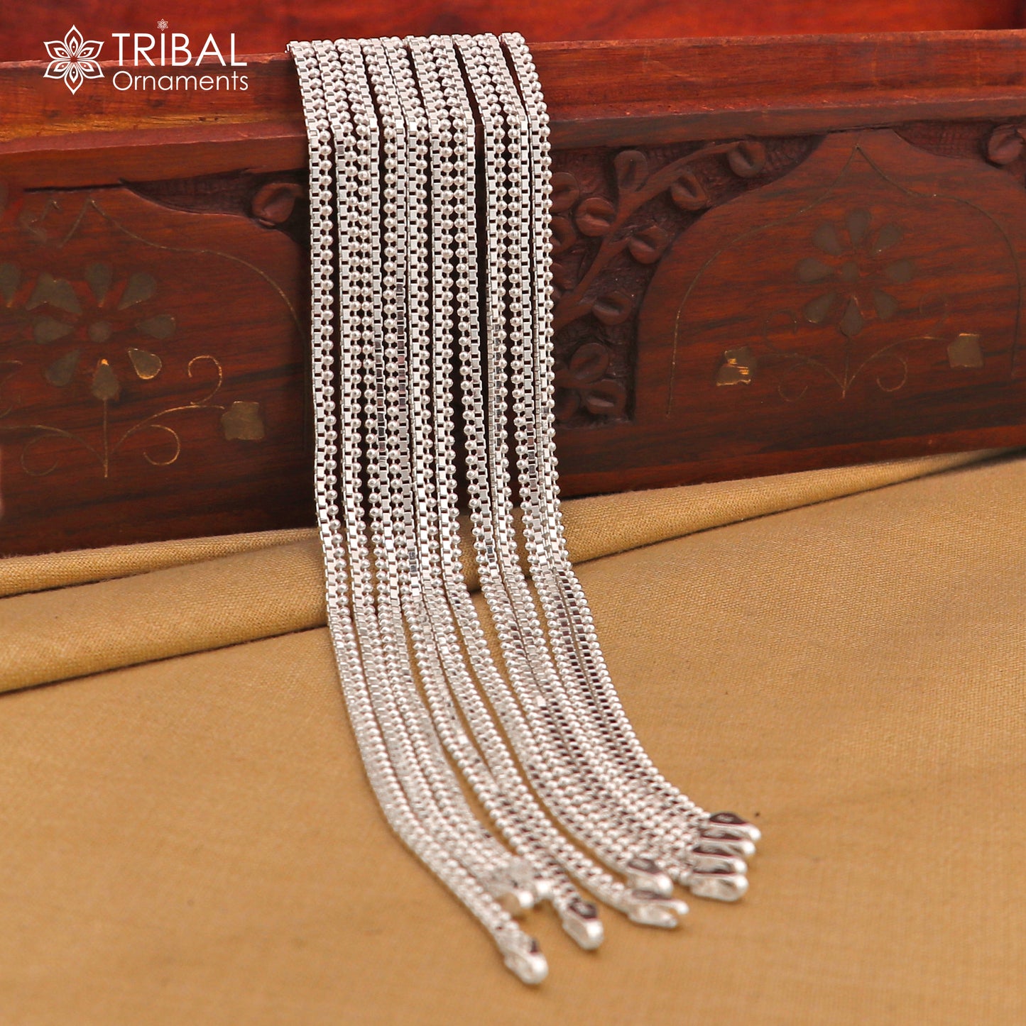 10.5" 925 sterling silver stylish chain anklets foot bracelet ,ankle bracelet belly dance jewelry ank742 - TRIBAL ORNAMENTS