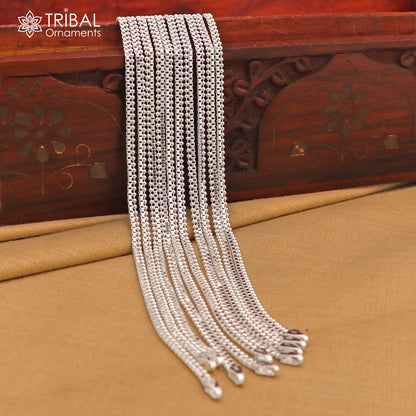 Sterling silver 10.5-inch stylish chain anklet from TRIBAL ORNAMENTS, featuring intricate belly dance jewelry design.