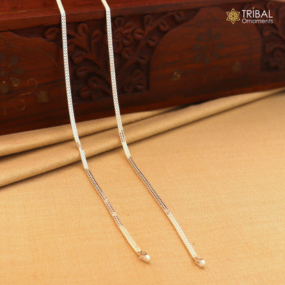 Sterling silver 10.5-inch stylish chain anklet foot bracelet with intricate design, perfect for belly dance jewelry.