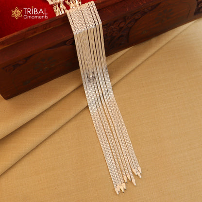 Sterling silver 10.5-inch stylish chain anklet foot bracelet with intricate design, perfect for belly dance jewelry and ankle adornment.