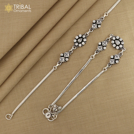 10.5 " 925 sterling silver white color stone anklets foot bracelet ,ankle bracelet jewelry ank682 - TRIBAL ORNAMENTS