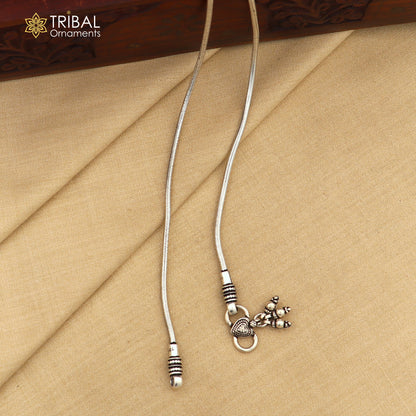 Handmade 10.5-inch sterling silver snake chain ankle bracelet with intricate design, perfect for belly dance jewelry and gift-giving.