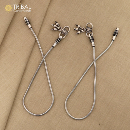 10.5-inch handmade sterling silver snake chain ankle bracelet by Tribal Ornaments, featuring a sleek foot jewelry design.