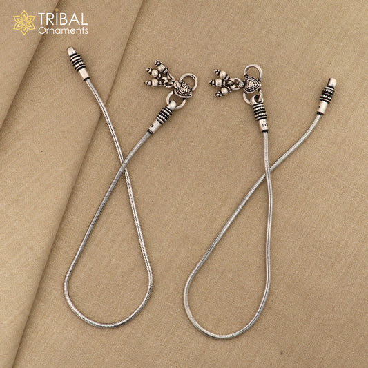 10.5"Handmade snake chain 925 sterling silver ankle bracelet, silver anklets, foot bracelet amazing belly dance jewelry gift her nank460 - TRIBAL ORNAMENTS