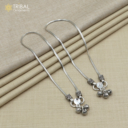 Lightweight 10.5-inch sterling silver anklet with a delicate chain design, perfect as trendy foot jewelry by TRIBAL ORNAMENTS.