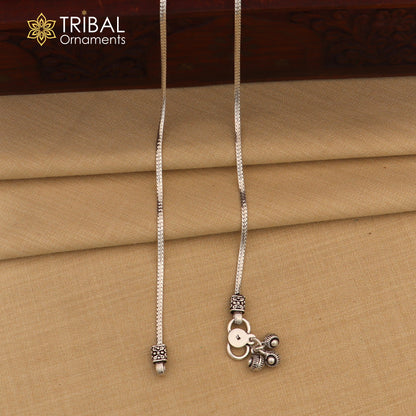 Lightweight 10.5-inch sterling silver chain anklet from TRIBAL ORNAMENTS, stylish foot jewelry with delicate links.