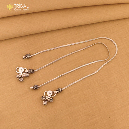 Lightweight 10.5-inch sterling silver anklet by TRIBAL ORNAMENTS, featuring a delicate chain foot jewelry design.
