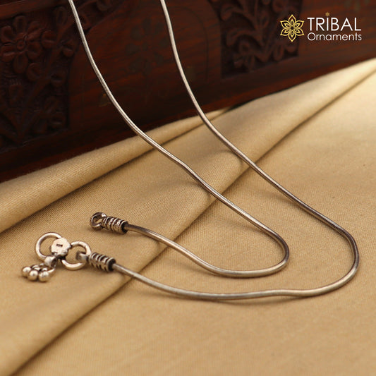 10.5" Vintage style snake chain anklet 925 sterling silver foot bracelet jewelry ank447 - TRIBAL ORNAMENTS