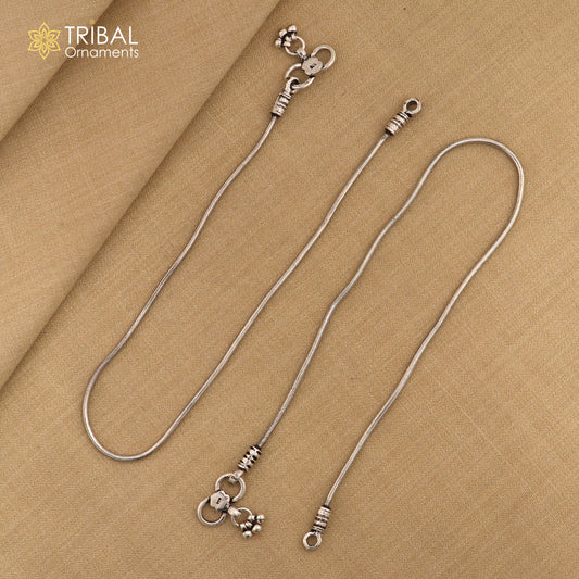 10.5" Vintage style snake chain anklet 925 sterling silver foot bracelet jewelry ank447 - TRIBAL ORNAMENTS