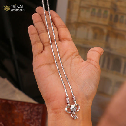Sterling silver 10-inch stylish chain anklet foot bracelet with intricate design, perfect for belly dance jewelry by Tribal Ornaments.