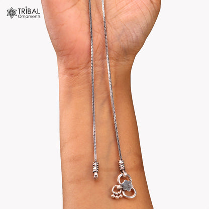 Sterling silver 10-inch stylish chain anklet foot bracelet with intricate design, perfect for belly dance jewelry.