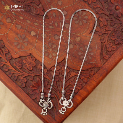 Sterling silver 10-inch stylish chain anklet from Tribal Ornaments, featuring intricate design for foot and ankle jewelry.