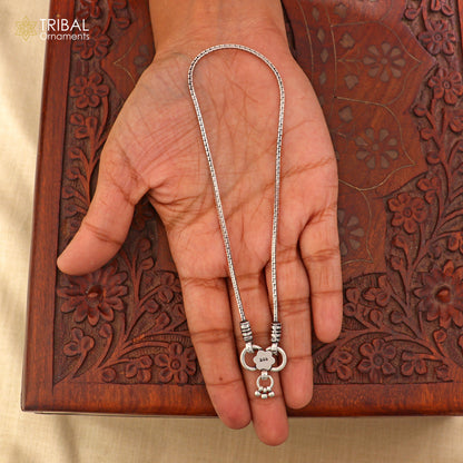 Sterling silver 10-inch stylish chain anklet from TRIBAL ORNAMENTS, perfect as foot or belly dance jewelry.