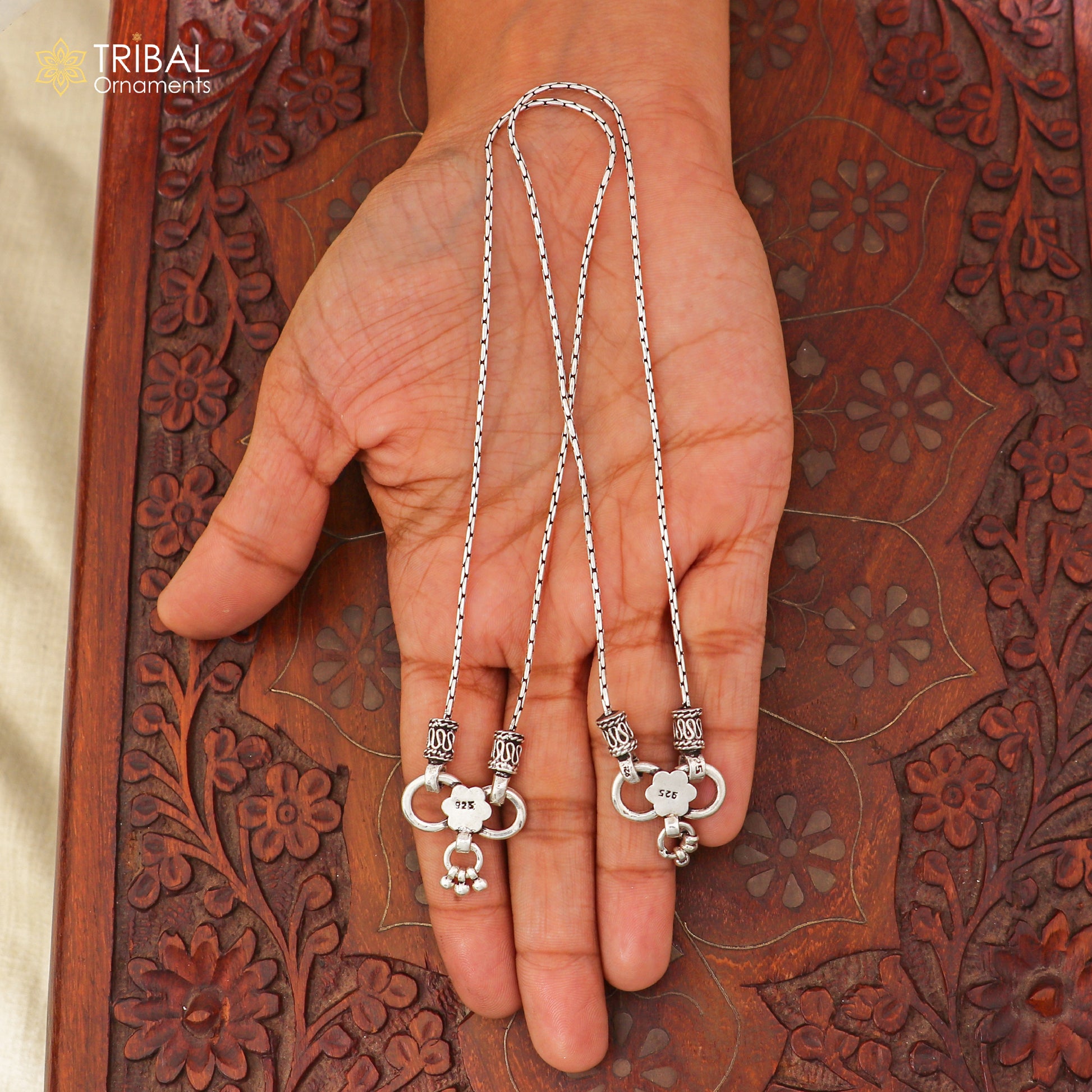 10" 925 sterling silver stylish chain anklets foot bracelet ,ankle bracelet belly dance jewelry ank745 - TRIBAL ORNAMENTS