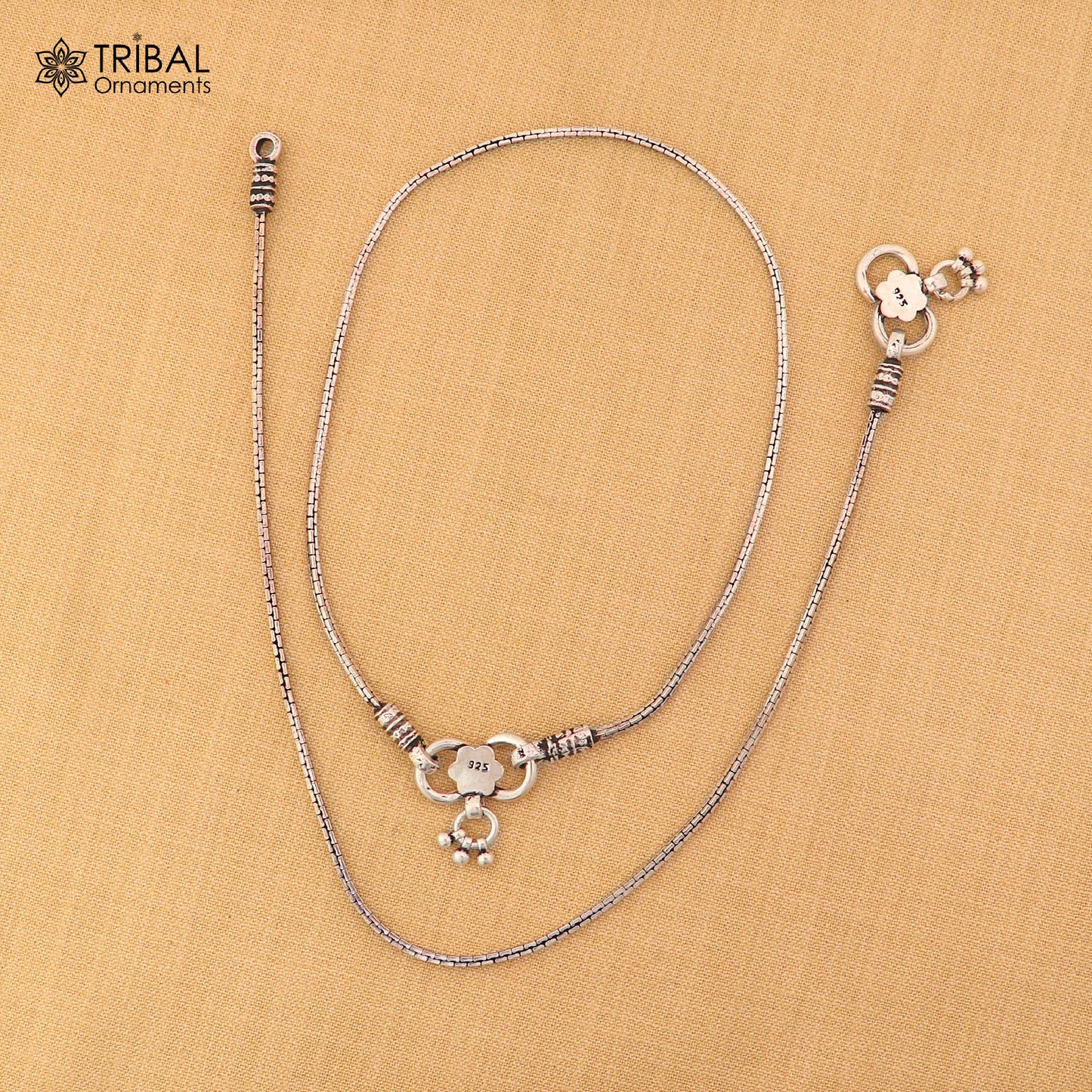 10" 925 sterling silver stylish chain anklets foot bracelet ,ankle bracelet belly dance jewelry ank745 - TRIBAL ORNAMENTS