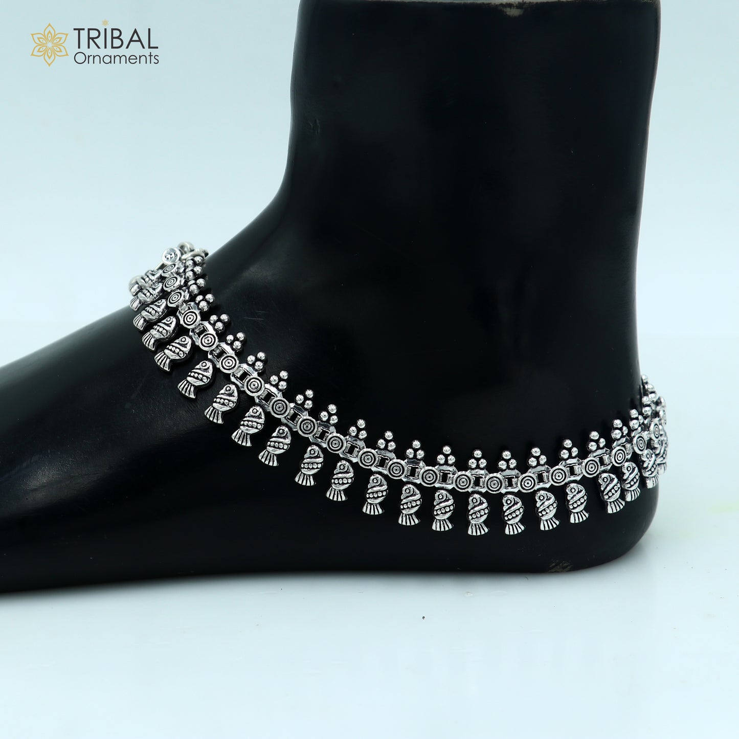 11" 925 sterling silver handmade anklets foot bracelet ,ankle bracelet belly dance jewelry from india ank661 - TRIBAL ORNAMENTS