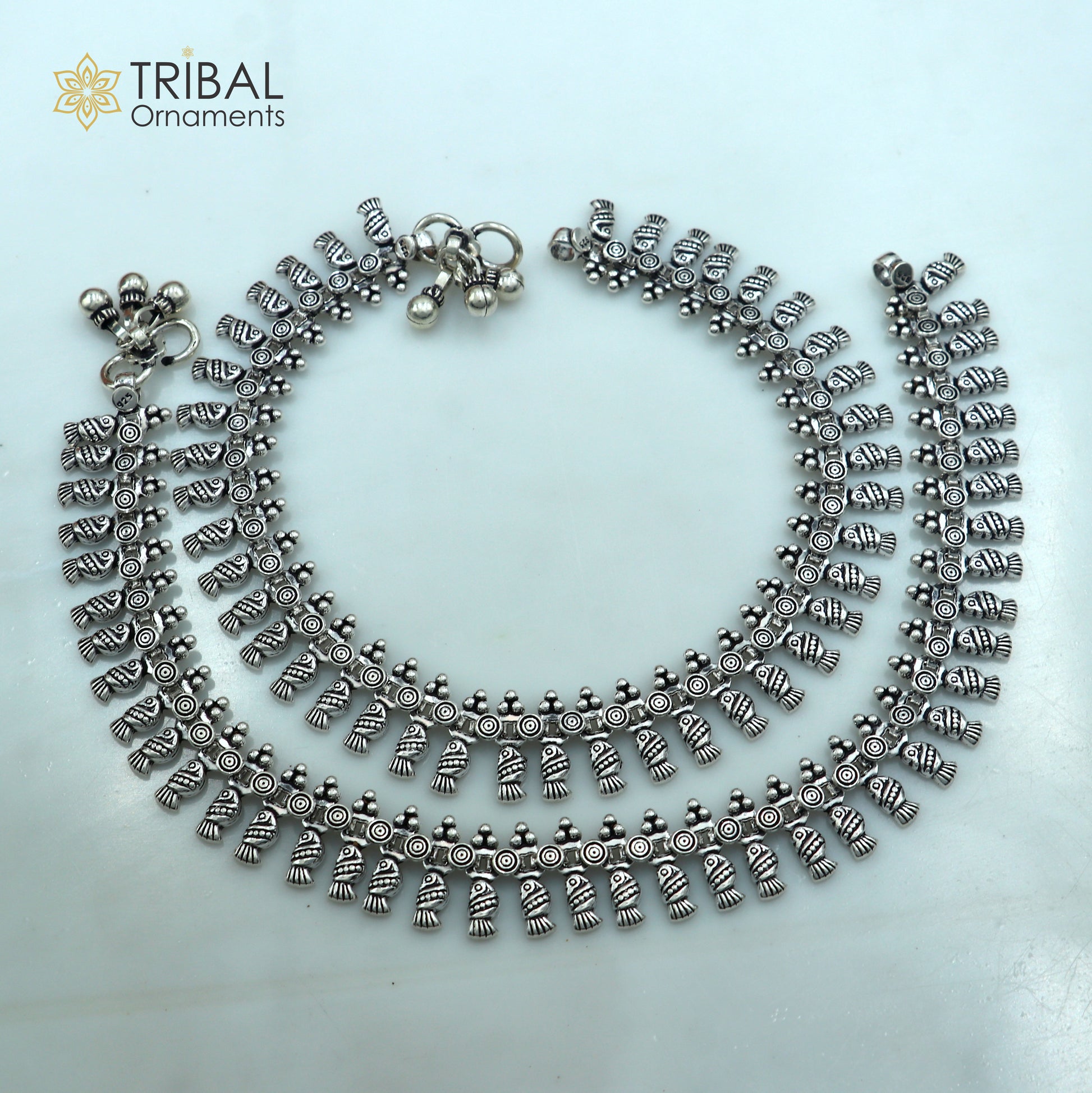 11" 925 sterling silver handmade anklets foot bracelet ,ankle bracelet belly dance jewelry from india ank661 - TRIBAL ORNAMENTS