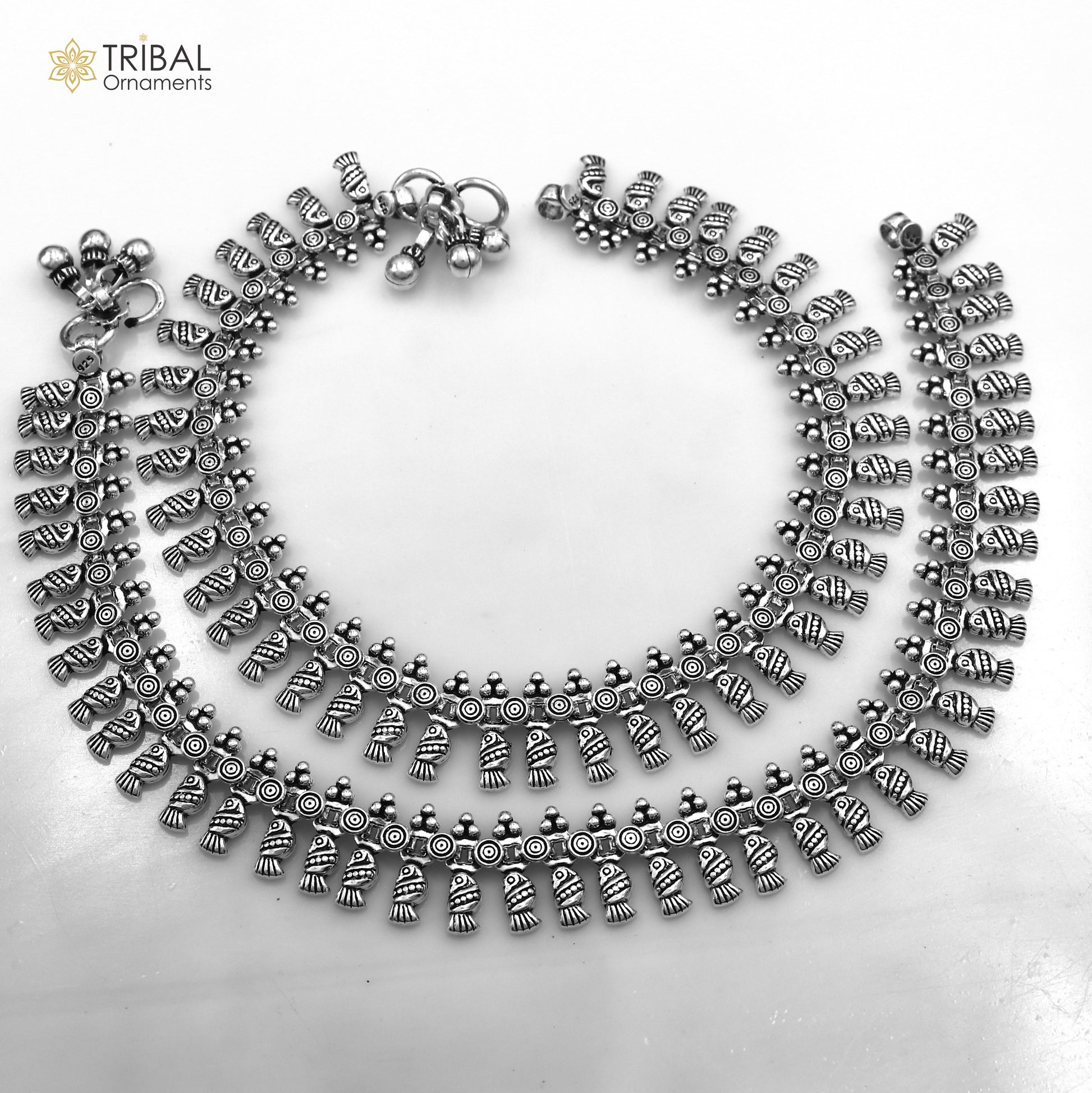 11" 925 sterling silver handmade anklets foot bracelet ,ankle bracelet belly dance jewelry from india ank661 - TRIBAL ORNAMENTS