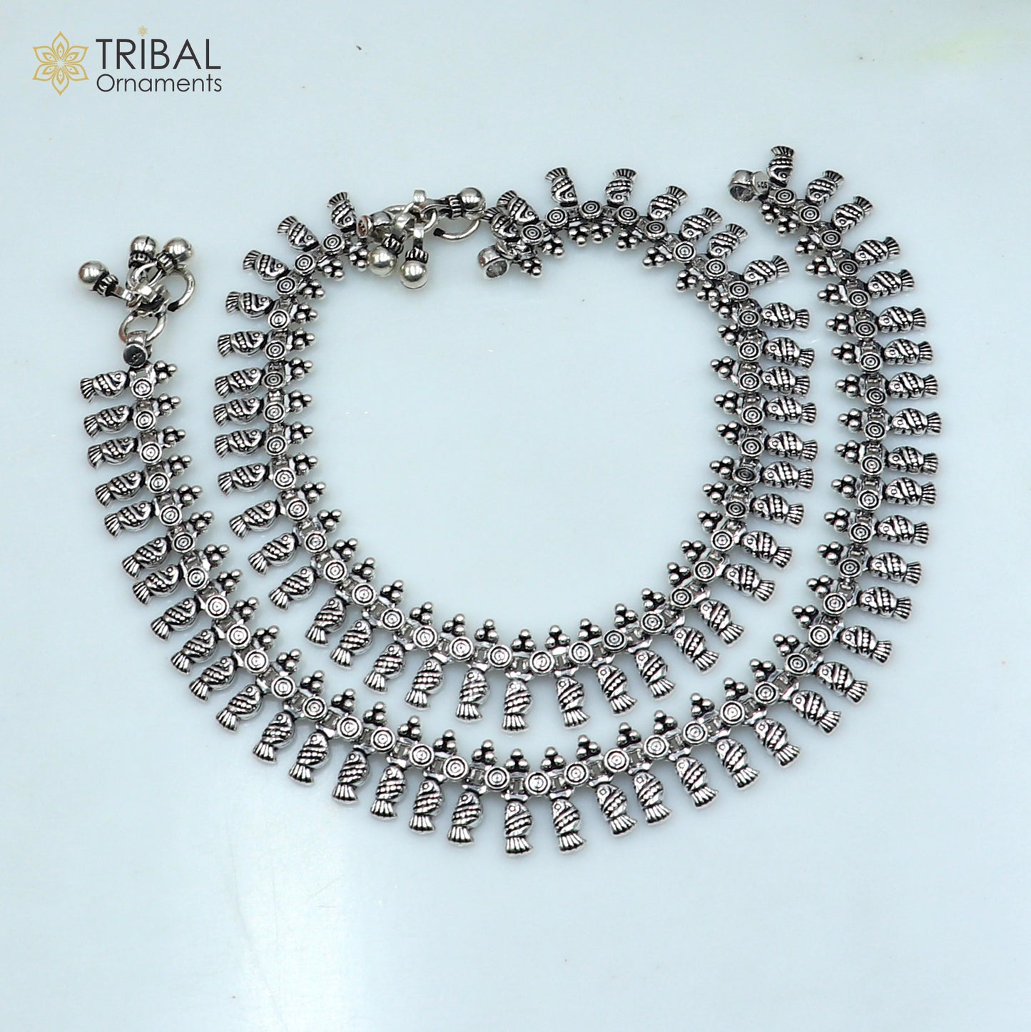 11" 925 sterling silver handmade anklets foot bracelet ,ankle bracelet belly dance jewelry from india ank661 - TRIBAL ORNAMENTS