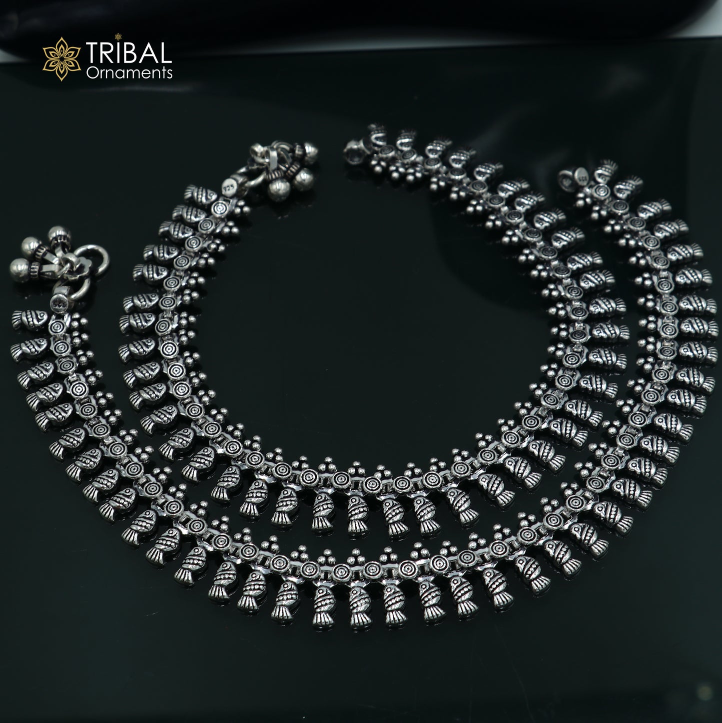 11" 925 sterling silver handmade anklets foot bracelet ,ankle bracelet belly dance jewelry from india ank661 - TRIBAL ORNAMENTS