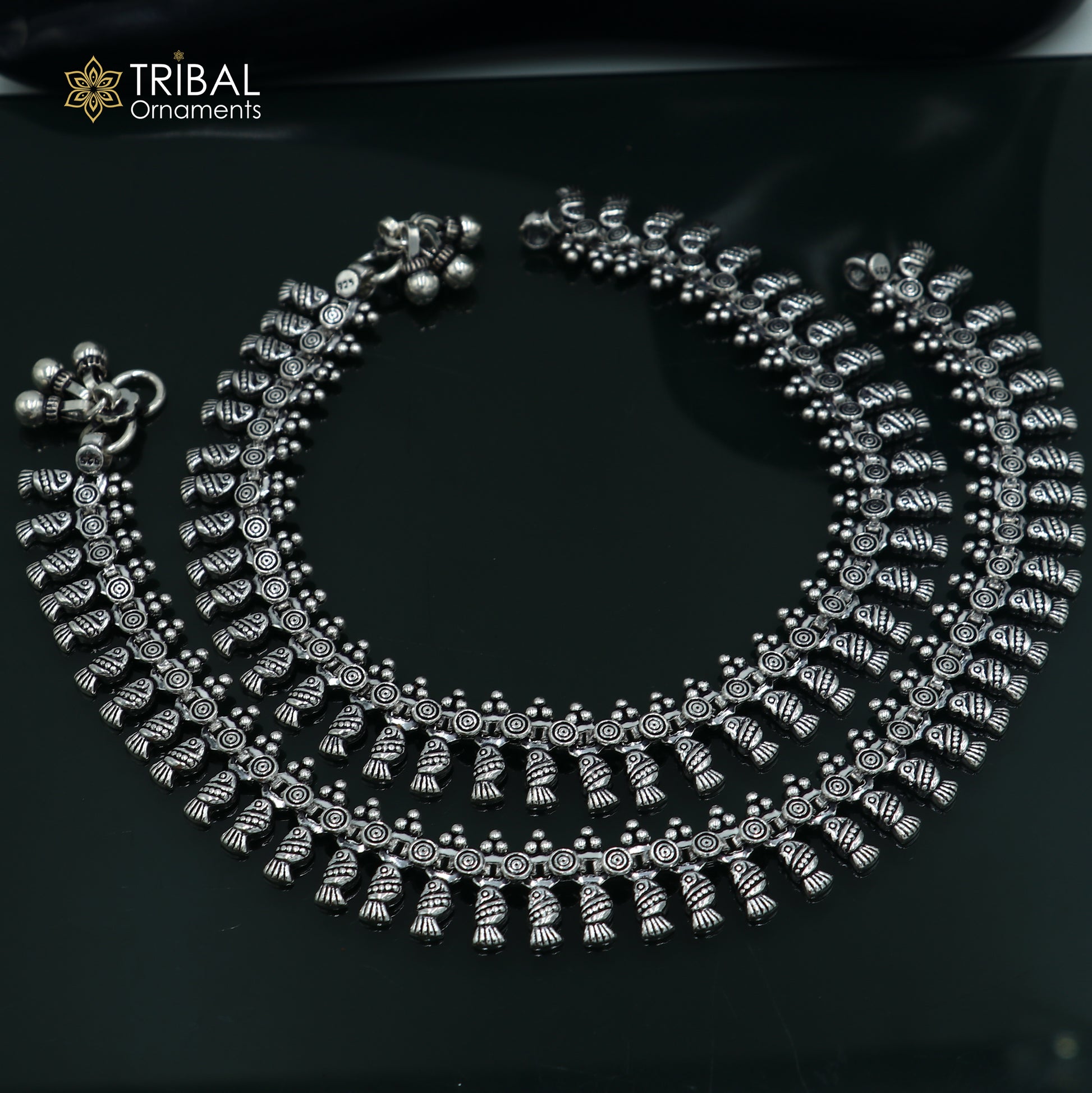 11" 925 sterling silver handmade anklets foot bracelet ,ankle bracelet belly dance jewelry from india ank661 - TRIBAL ORNAMENTS