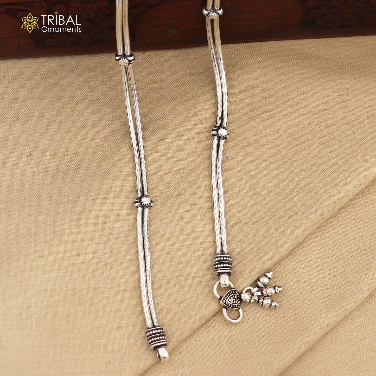 11" 925 sterling silver two line/layer snake chain ankle bracelet, belly dance customized anklets foot bracelet nank447 - TRIBAL ORNAMENTS