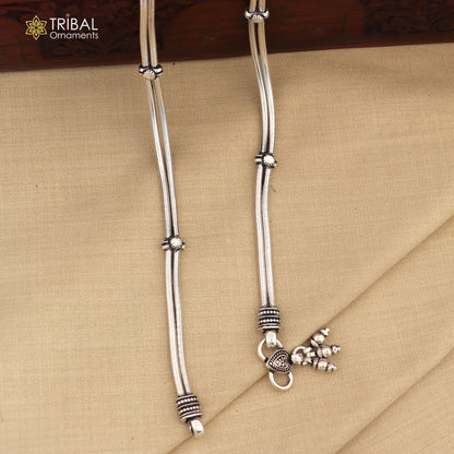 Sterling silver 11-inch two-line snake chain ankle bracelet with layered design, perfect for belly dance or casual foot jewelry.