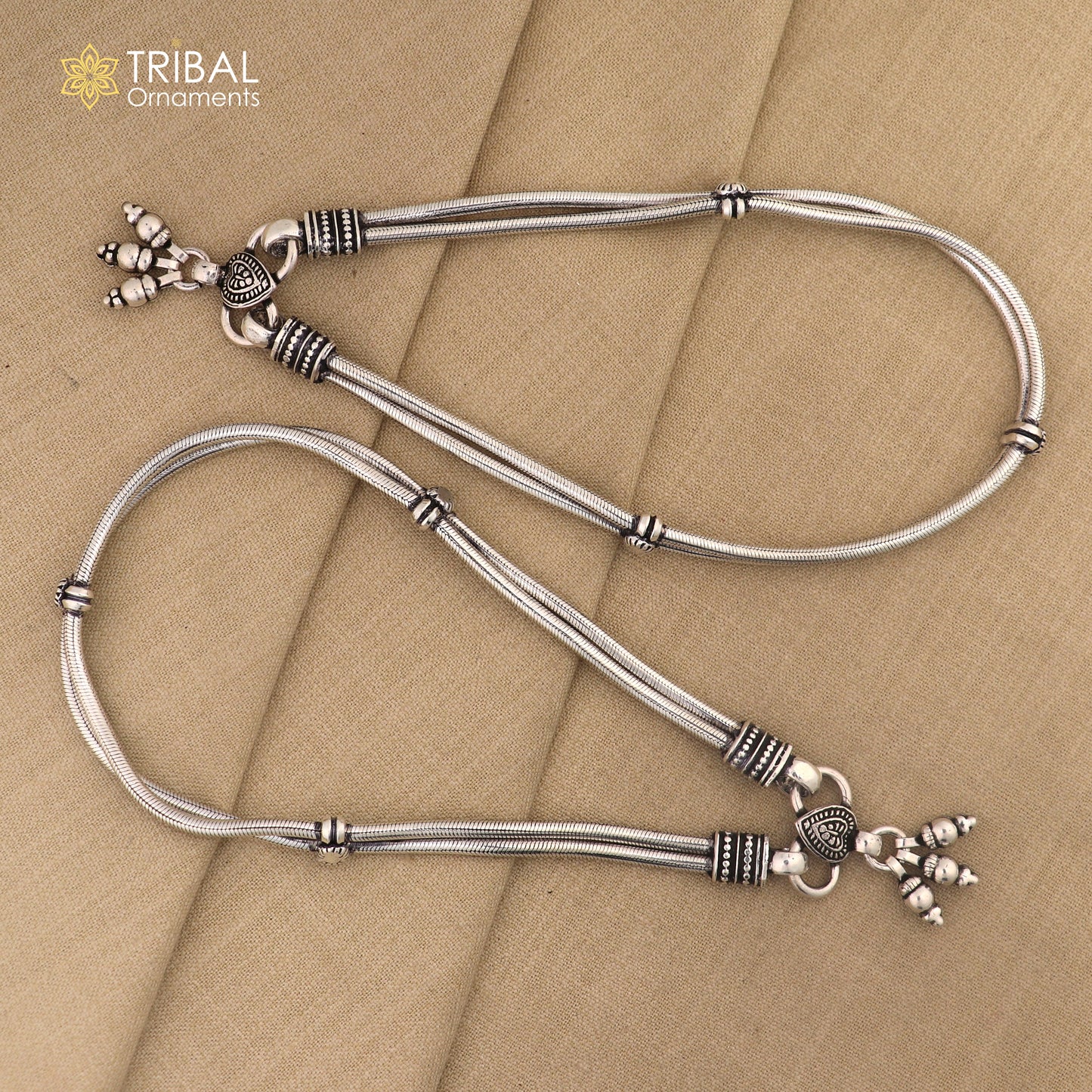 11" 925 sterling silver two line/layer snake chain ankle bracelet, belly dance customized anklets foot bracelet nank447 - TRIBAL ORNAMENTS