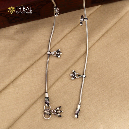 11-inch sterling silver snake chain anklet by TRIBAL ORNAMENTS, featuring a sleek design for foot jewelry and belly dance accessories.