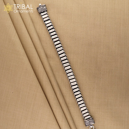 11mm 925 sterling silver rolar bracelet chain for men, flexible tribal jewelry from Rajasthan by Tribal Ornaments.