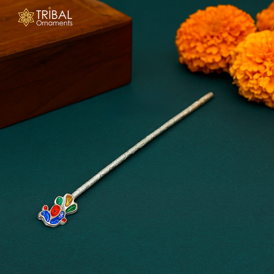 13cm sterling silver handmade idol baby Krishna small tiny flute, silver bansuri, laddu gopala flute, little krishna flute puja art su814 - TRIBAL ORNAMENTS