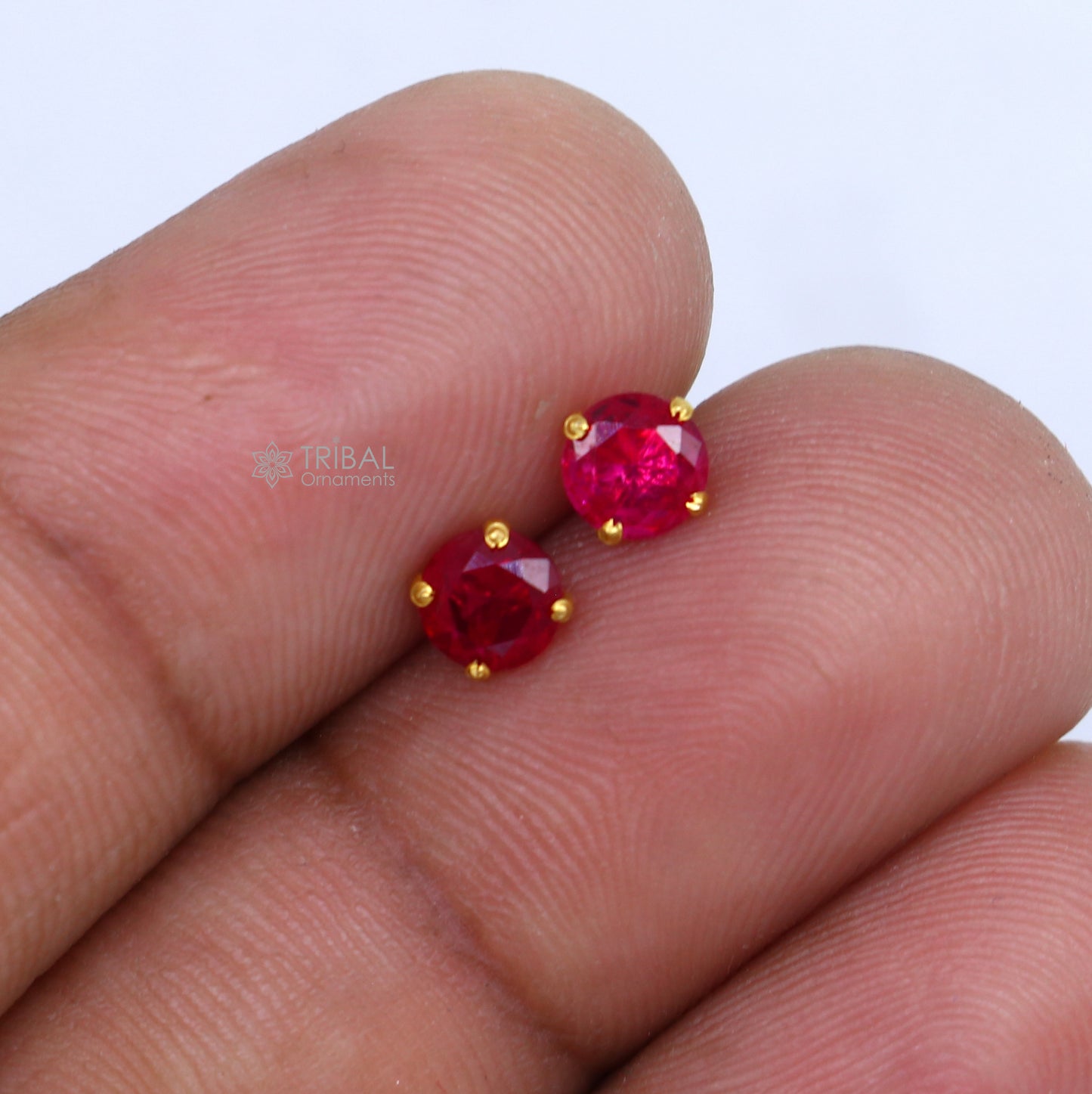 14Kt yellow gold pink diamond stud earring for unisex er195 - TRIBAL ORNAMENTS