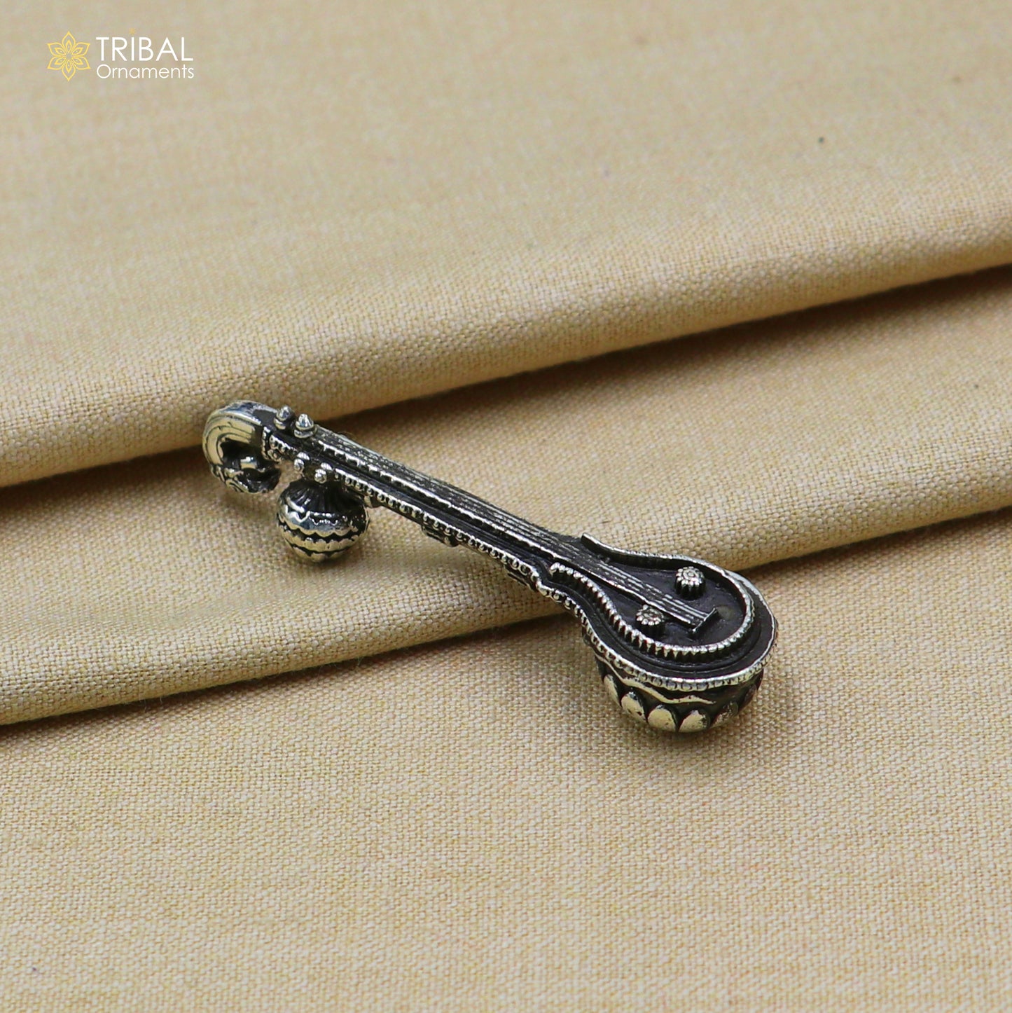 15 gm 925 sterling silver Saraswati Veena, Silver musical instrument Veena for Goddess Sharda, best gifting puja article for hindu temple art41 - TRIBAL ORNAMENTS