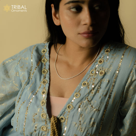 18" Rope chain 925 sterling silver handmade single rope chain chain, necklace chain, plain bright silver chain trendy style ch506 - TRIBAL ORNAMENTS