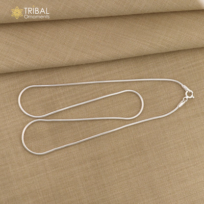 Sterling silver 16-inch 1mm snake chain for kids and girls, trendy handmade pendant chain by Tribal Ornaments.