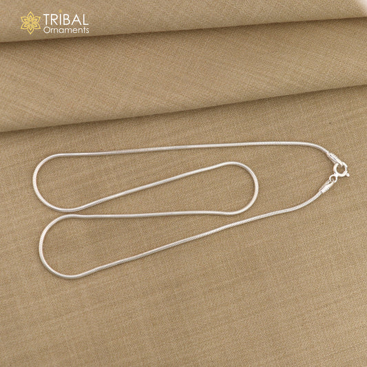 1mm 16" long snake chain 925 sterling silver handmade snake chain pendant chain baby kids or girl's, fancy silver chain trendy style ch577 - TRIBAL ORNAMENTS