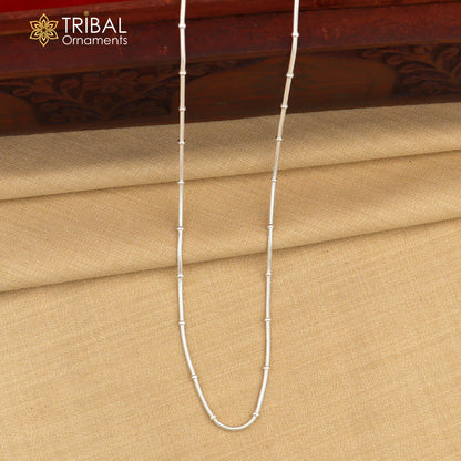 Sterling silver 18-inch handmade snake chain necklace, trendy 1mm thick pendant chain by TRIBAL ORNAMENTS.