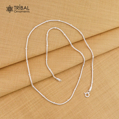 Sterling silver 1mm 18-inch handmade snake chain necklace with a sleek, trendy design and elegant pendant chain style.