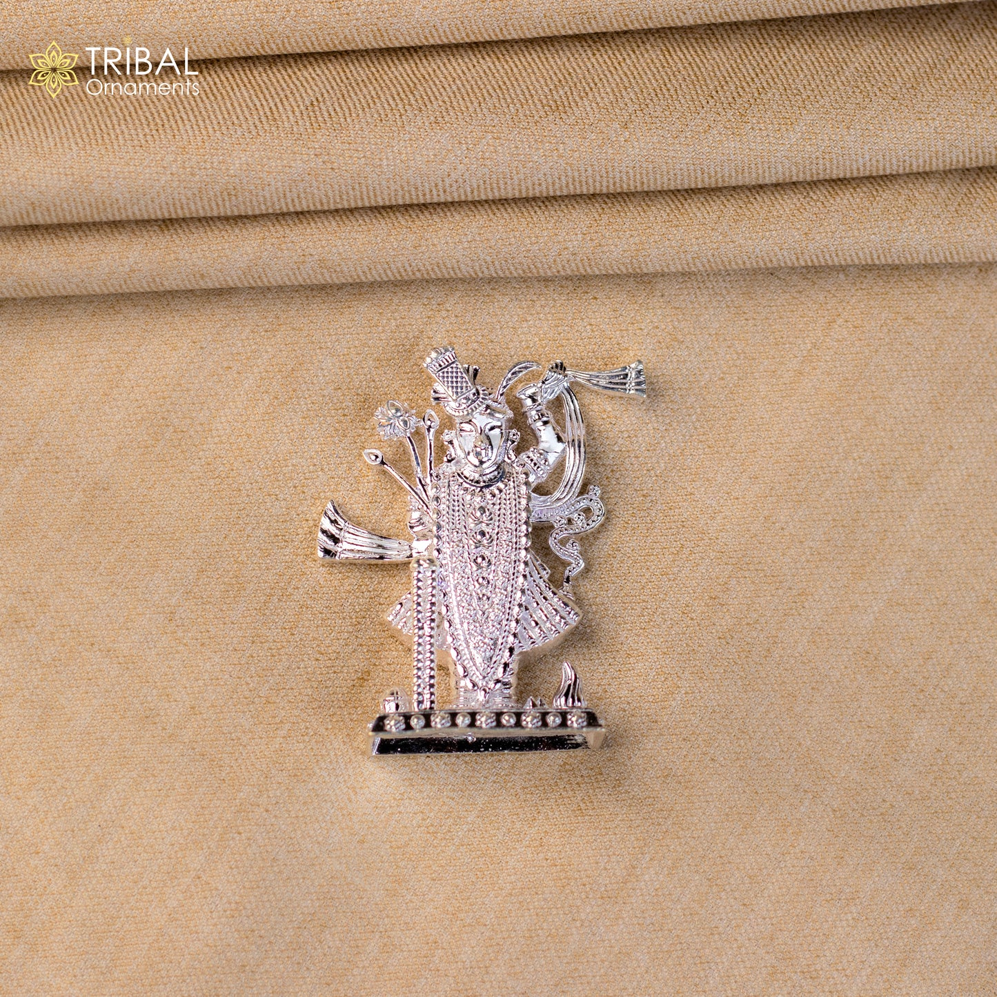 2.5"  925 Sterling silver handmade design Idols Lord Krishna  Shrinathji statue figurine, puja articles decorative gift diwali puja art634 - TRIBAL ORNAMENTS