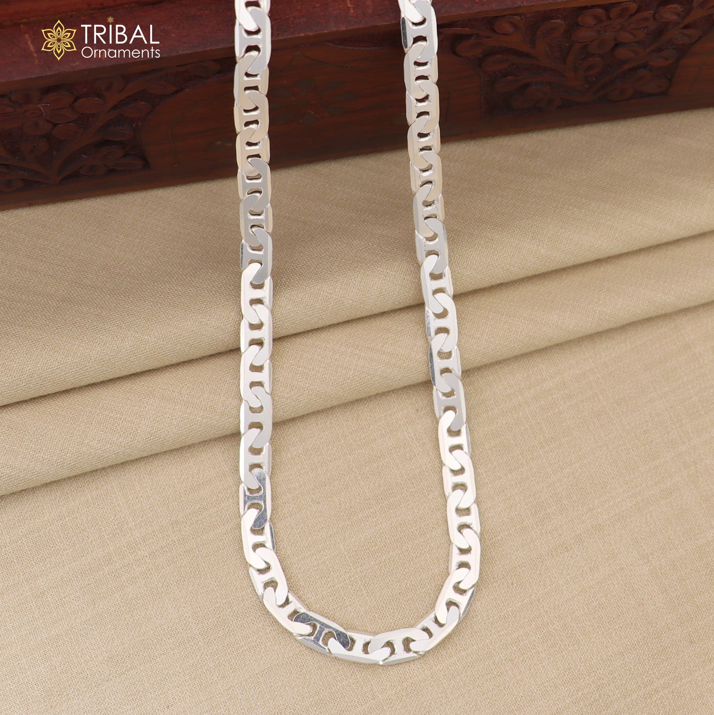 20" 3.5 MM 925 sterling silver handmade solid fancy stylish silver chain necklace Nawabi chain best gifting jewelry from India ch229 - TRIBAL ORNAMENTS