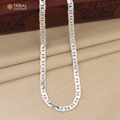 Sterling silver Nawabi chain necklace, 20 inches, handmade, stylish unisex jewelry, crafted by TRIBAL ORNAMENTS from India.