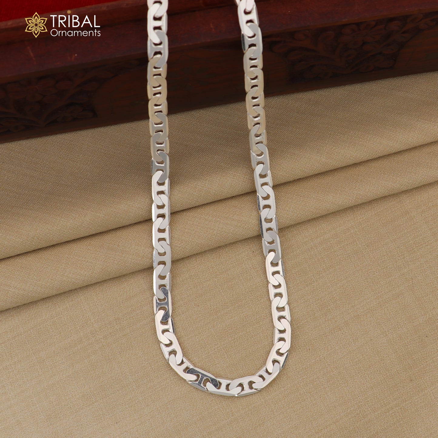 20" 3.5 MM 925 sterling silver handmade solid fancy stylish silver chain necklace Nawabi chain best gifting jewelry from India ch229 - TRIBAL ORNAMENTS