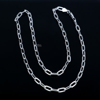 20-inch 4mm 925 sterling silver Rolo cable chain necklace by Tribal Ornaments, unisex jewelry with a handmade look.